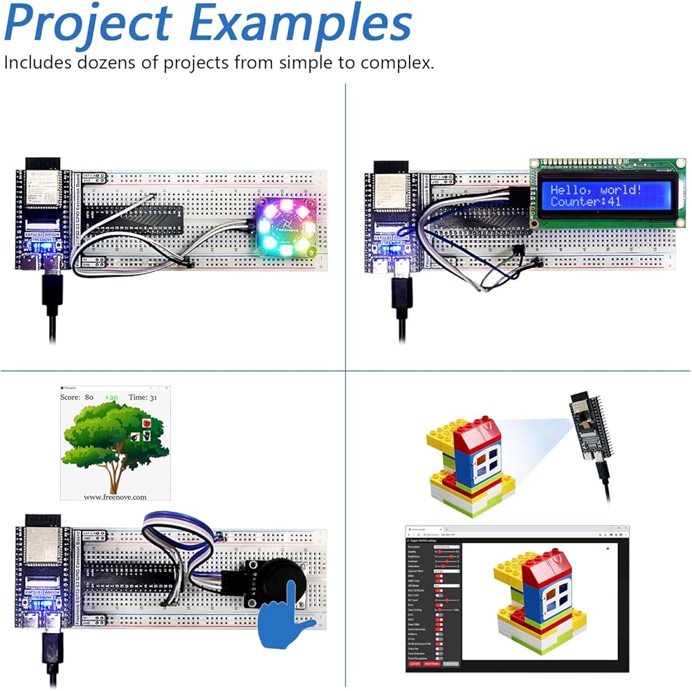 Amazon.com: Freenove Ultimate Starter Kit for ESP32-S3-WROOM CAM (Included), Dual-core 32-bit 240 MHz Microcontroller, Onboard Camera Wireless, Python C Java, 783-Page Detailed Tutorial, 243 Items, 116 Projects : Electronics Amazon.com: Freenove Ultimate Starter Kit for ESP32-S3-WROOM CAM (Included), Dual-core 32-bit 240 MHz Microcontroller, Onboard Camera Wireless, Python C Java, 783-Page Detailed Tutorial, 243 Items, 116 Projects : Electronics